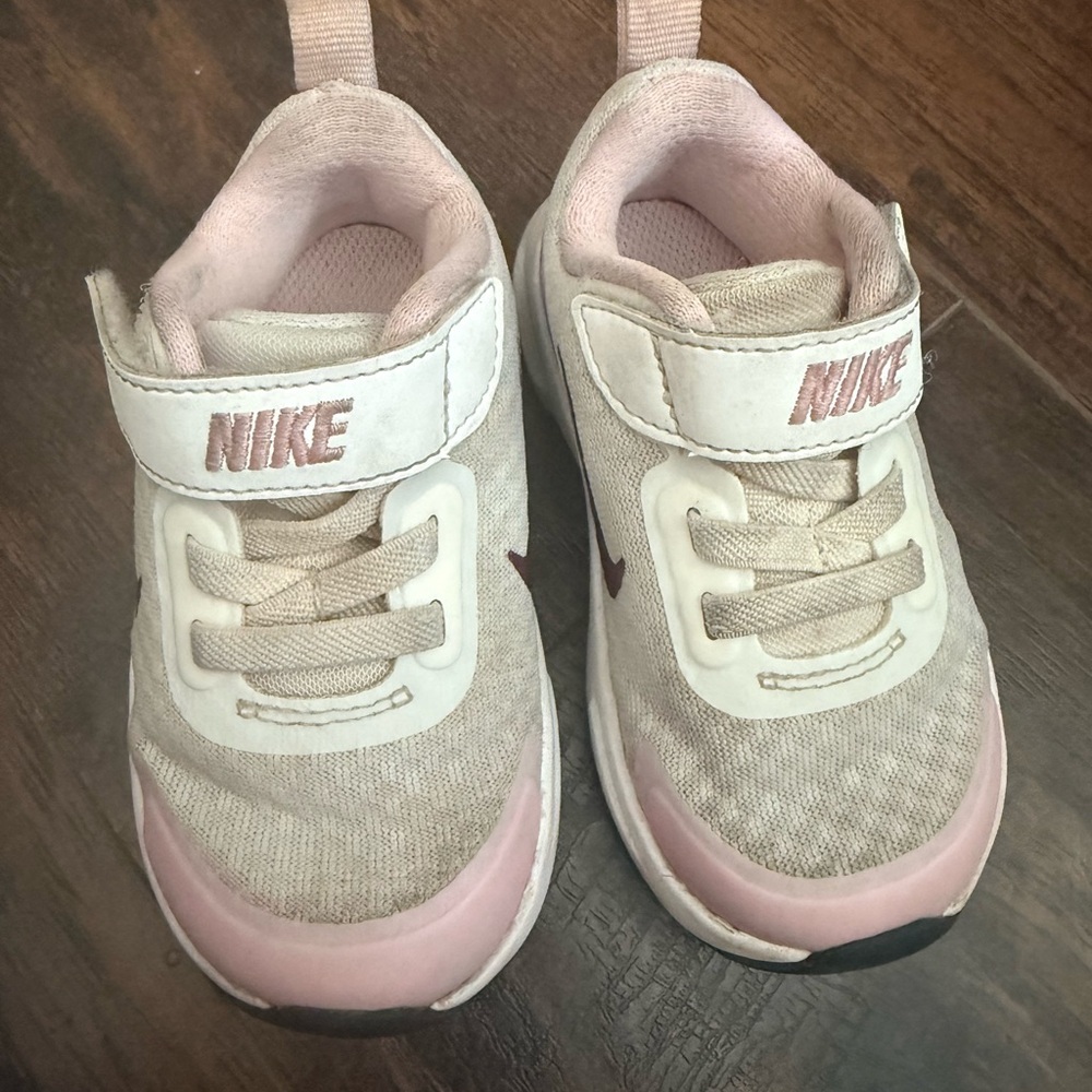 Nike Pink and White Velcro Sneakers